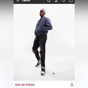 ASOS DESIGN oversized bomber jacket in blue gray